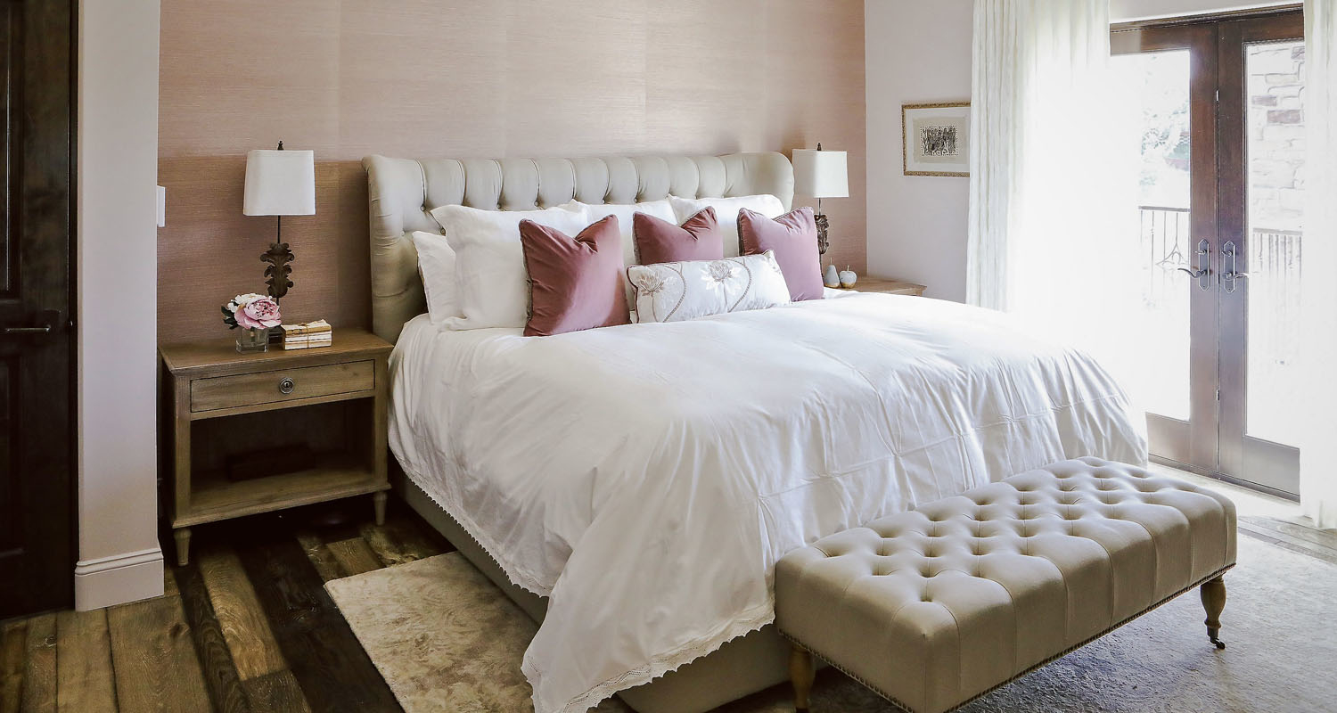 stunning bed with pink pillows